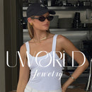 Uworld Simple Classic White Zircon Heart shaped Water Drop Ring Stainless Steel Gold Color Non Layered Double Layer Ring Women's