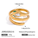 Uworld Fashion Green Eyes Zircon Snake Ring Wrapped with 18K Gold Color Plated Stainless Steel Stackable Snake Ring Women's Jewe