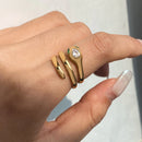 Uworld Fashion Green Eyes Zircon Snake Ring Wrapped with 18K Gold Color Plated Stainless Steel Stackable Snake Ring Women's Jewe