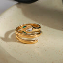 Uworld Fashion Green Eyes Zircon Snake Ring Wrapped with 18K Gold Color Plated Stainless Steel Stackable Snake Ring Women's Jewe